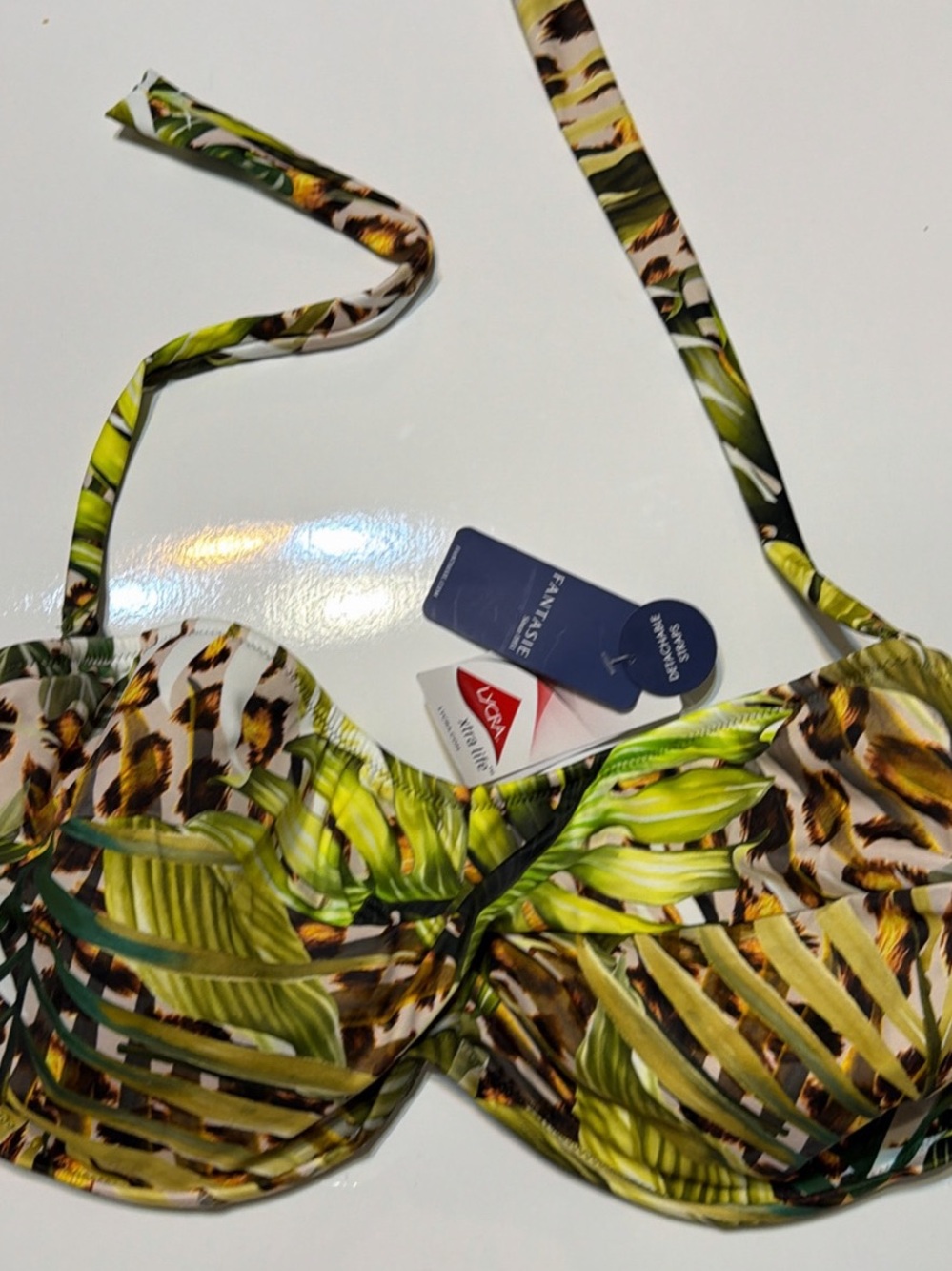 Fantasie Green Tropical Print Bikini Top